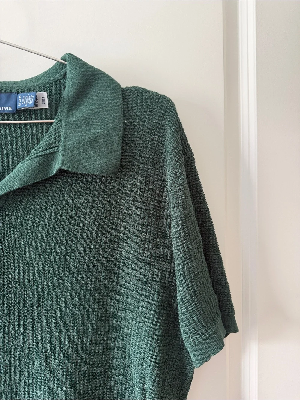 Polo by Ralph Lauren Dark Green Short-Sleeve V-Neck Polo Sweater
